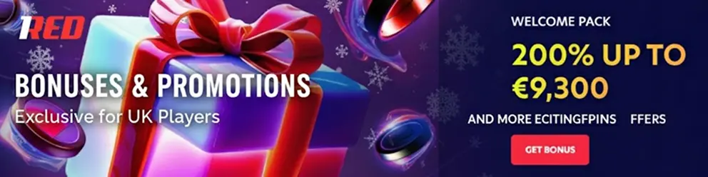 Bonuses at 1Red Casino for UK Players