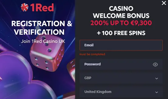 Register and Verify at OneRed Casino