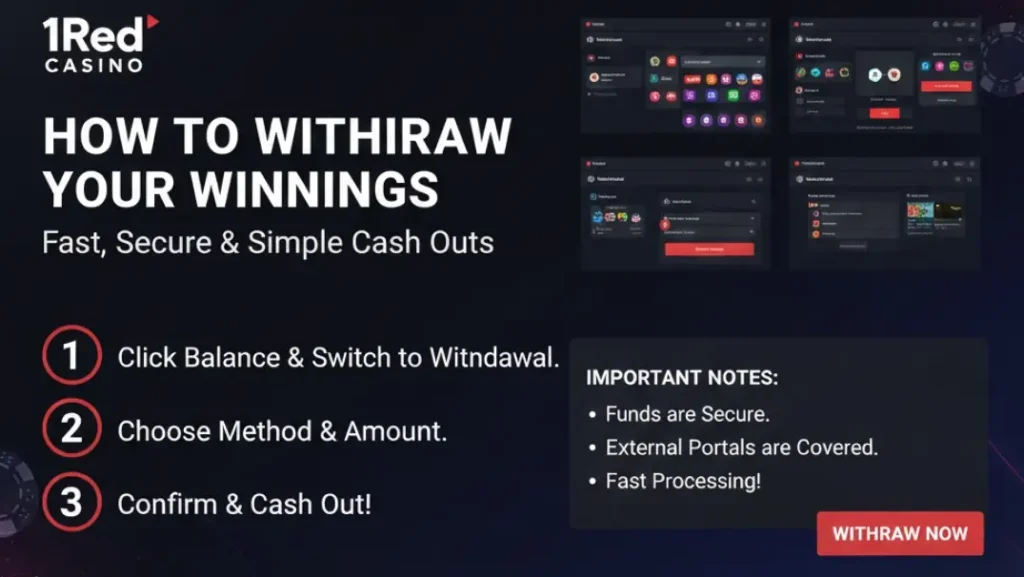 How to Withdraw from 1Red Casino