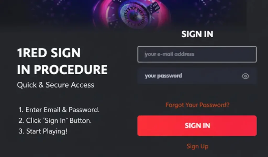 1Red Casino Login Steps