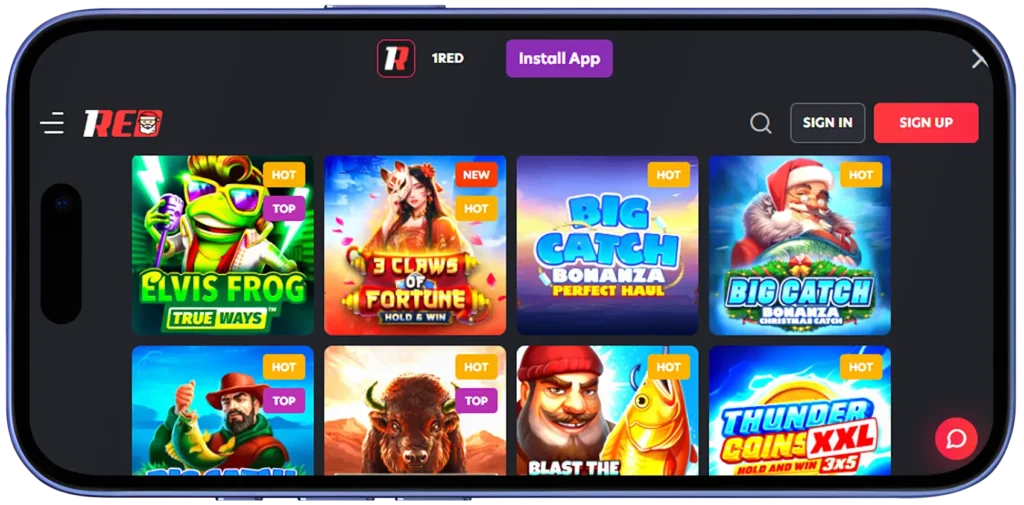 Real Money Games on 1Red Casino App